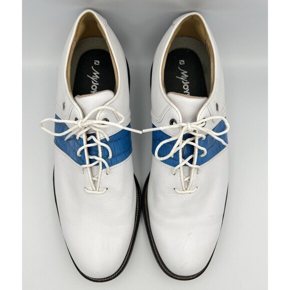 Footjoy Premiere Series Packard Blue Croc Custom USA LOGO Sz 13 #53930 Orig $295 - Picture 3 of 8